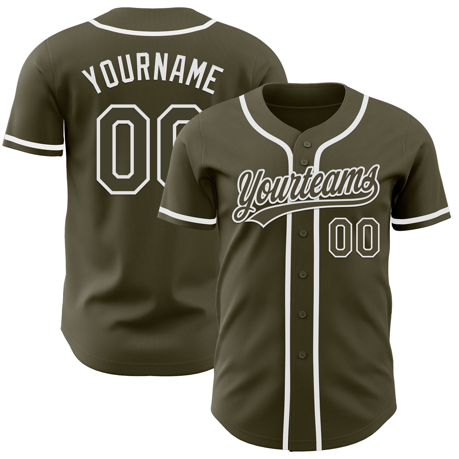 Custom Olive White Authentic Salute To Service Baseball Jersey - Sky-Custom
