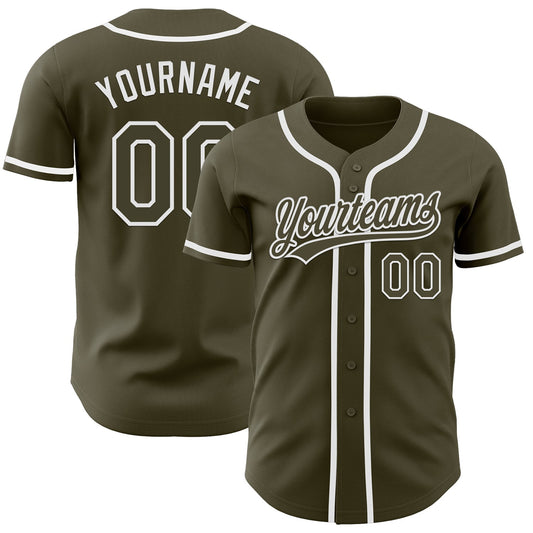 Custom Olive White Authentic Salute To Service Baseball Jersey - Sky-Custom