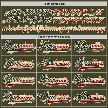 Custom Olive Vintage USA Flag Cream-Black Salute To Service Hockey Lace Neck Jersey - Sky-Custom