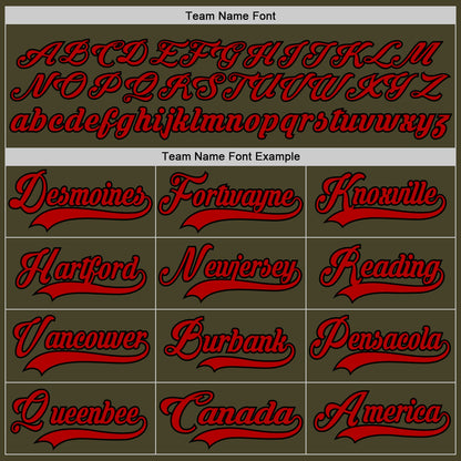 Custom Olive Red-Black Salute To Service Hockey Lace Neck Jersey - Sky-Custom