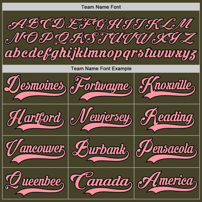 Custom Olive Medium Pink-Black Salute To Service Hockey Lace Neck Jersey - Sky-Custom