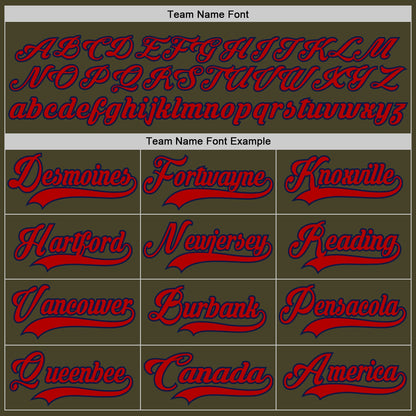 Custom Olive Red-Navy Salute To Service Hockey Lace Neck Jersey - Sky-Custom