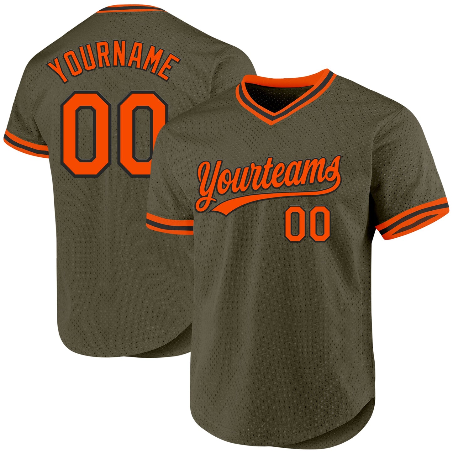 Custom Olive Orange-Black Authentic Throwback Salute To Service Baseball Jersey - Sky-Custom