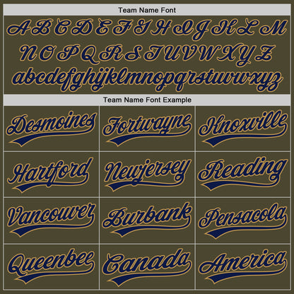 Custom Olive Navy-Old Gold Authentic Throwback Salute To Service Baseball Jersey - Sky-Custom