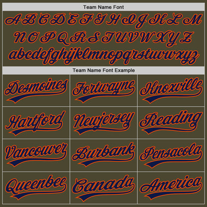 Custom Olive Navy-Orange Authentic Throwback Salute To Service Baseball Jersey - Sky-Custom