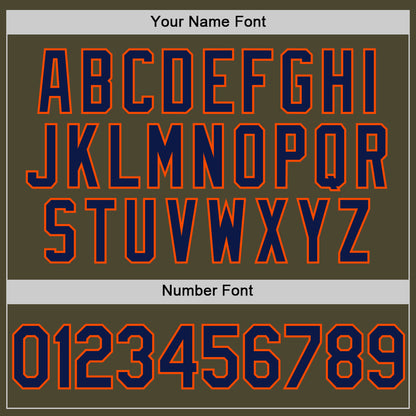 Custom Olive Navy-Orange Authentic Throwback Salute To Service Baseball Jersey - Sky-Custom
