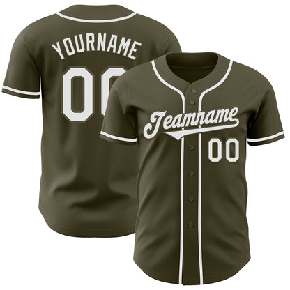 Custom Olive White Authentic Salute To Service Baseball Jersey - Sky-Custom