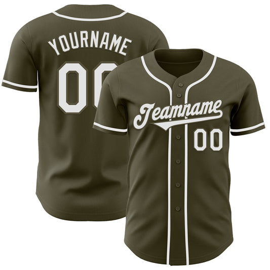 Custom Olive White Authentic Salute To Service Baseball Jersey - Sky-Custom