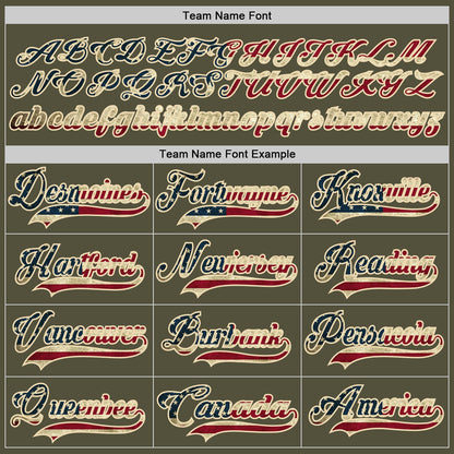 Custom Olive Vintage USA Flag Cream-Black Salute To Service Hockey Jersey - Sky-Custom