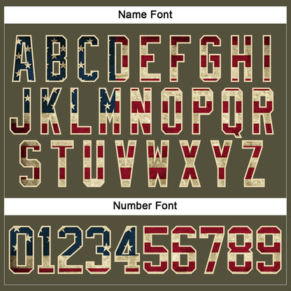 Custom Olive Vintage USA Flag Cream-Black Salute To Service Hockey Jersey - Sky-Custom