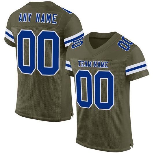 Custom Olive Royal-White Mesh Authentic Salute To Service Football Jersey - Sky-Custom