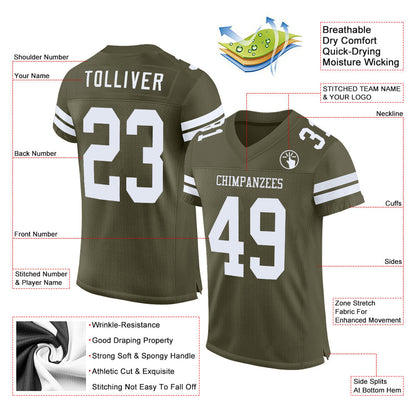Custom Olive White Mesh Authentic Salute To Service Football Jersey - Sky-Custom