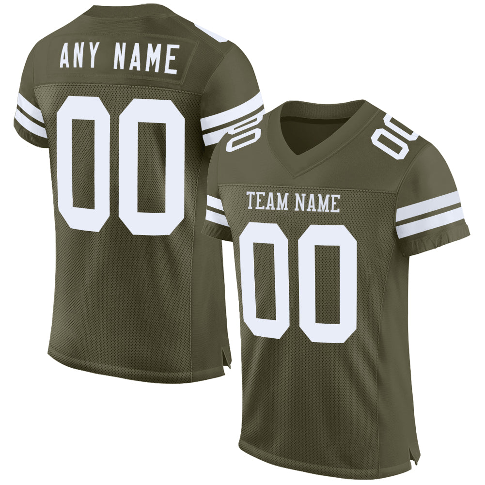 Custom Olive White Mesh Authentic Salute To Service Football Jersey - Sky-Custom