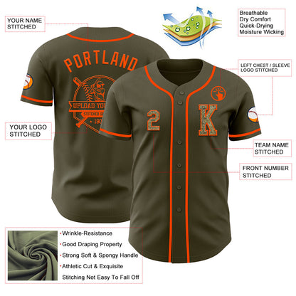 Custom Olive Camo-Orange Authentic Salute To Service Baseball Jersey - Sky-Custom
