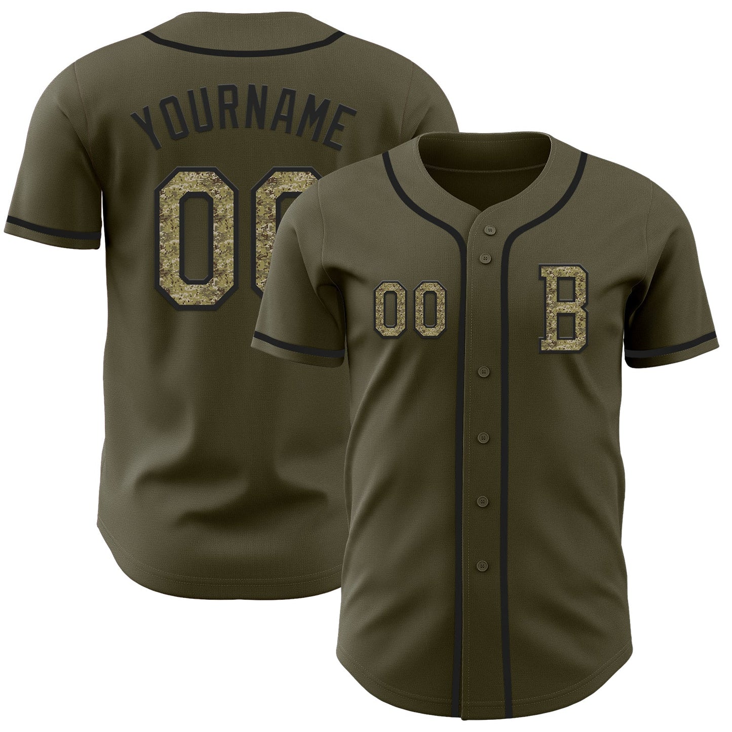 Custom Olive Camo-Black Authentic Salute To Service Baseball Jersey - Sky-Custom