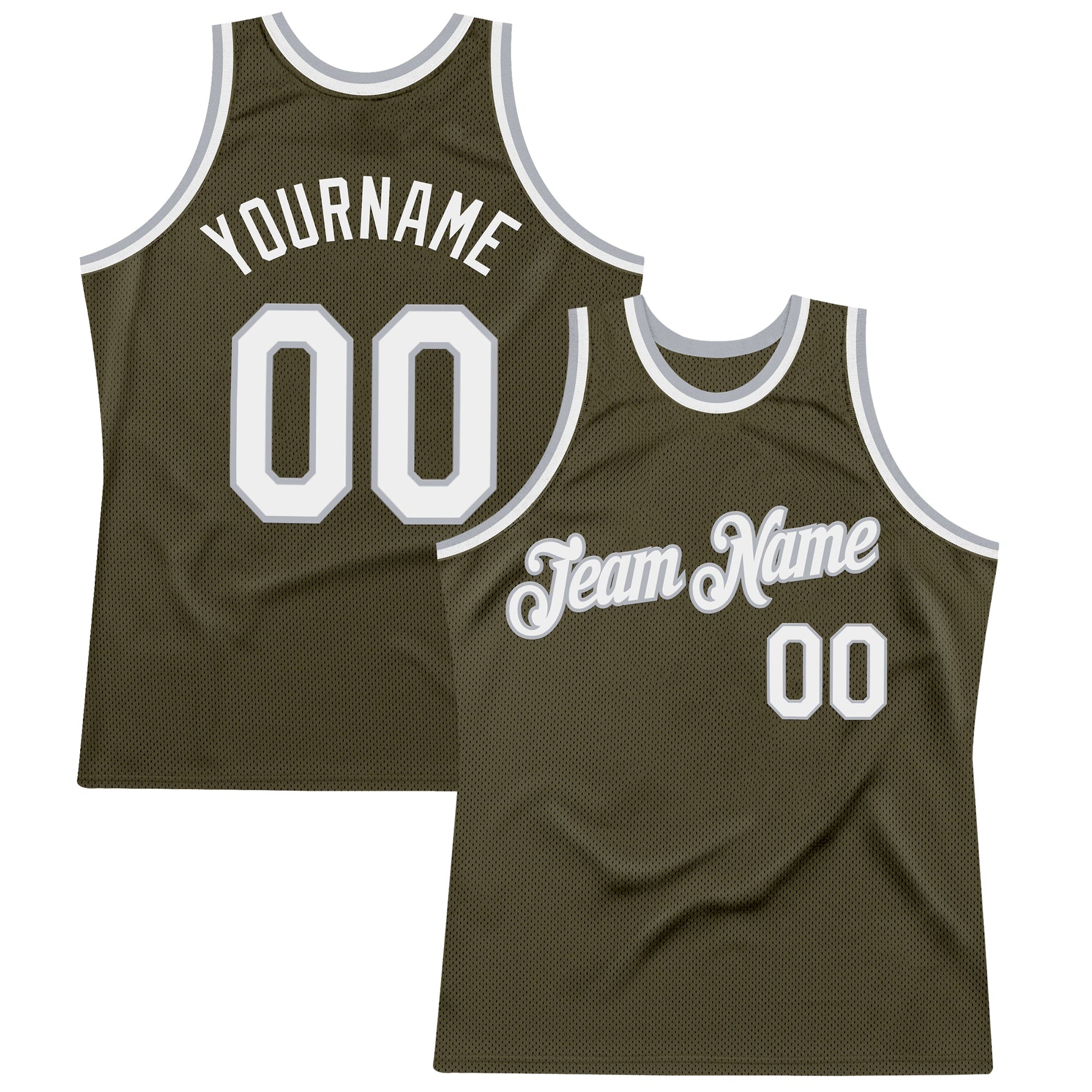 Custom Olive White-Gray Authentic Throwback Salute To Service Basketball Jersey - Sky-Custom