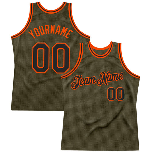 Custom Olive Black-Orange Authentic Throwback Salute To Service Basketball Jersey - Sky-Custom