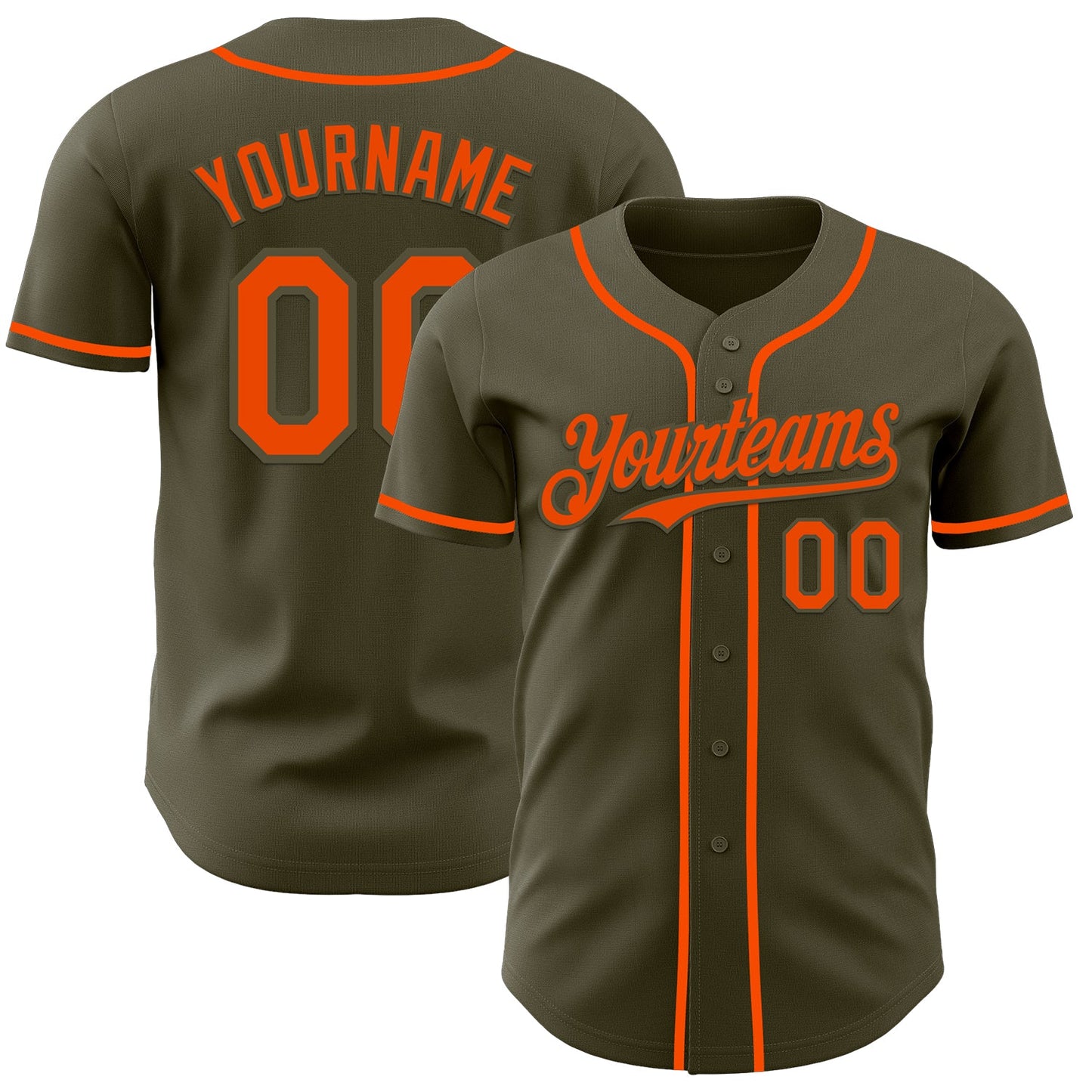 Custom Olive Orange Authentic Salute To Service Baseball Jersey - Sky-Custom