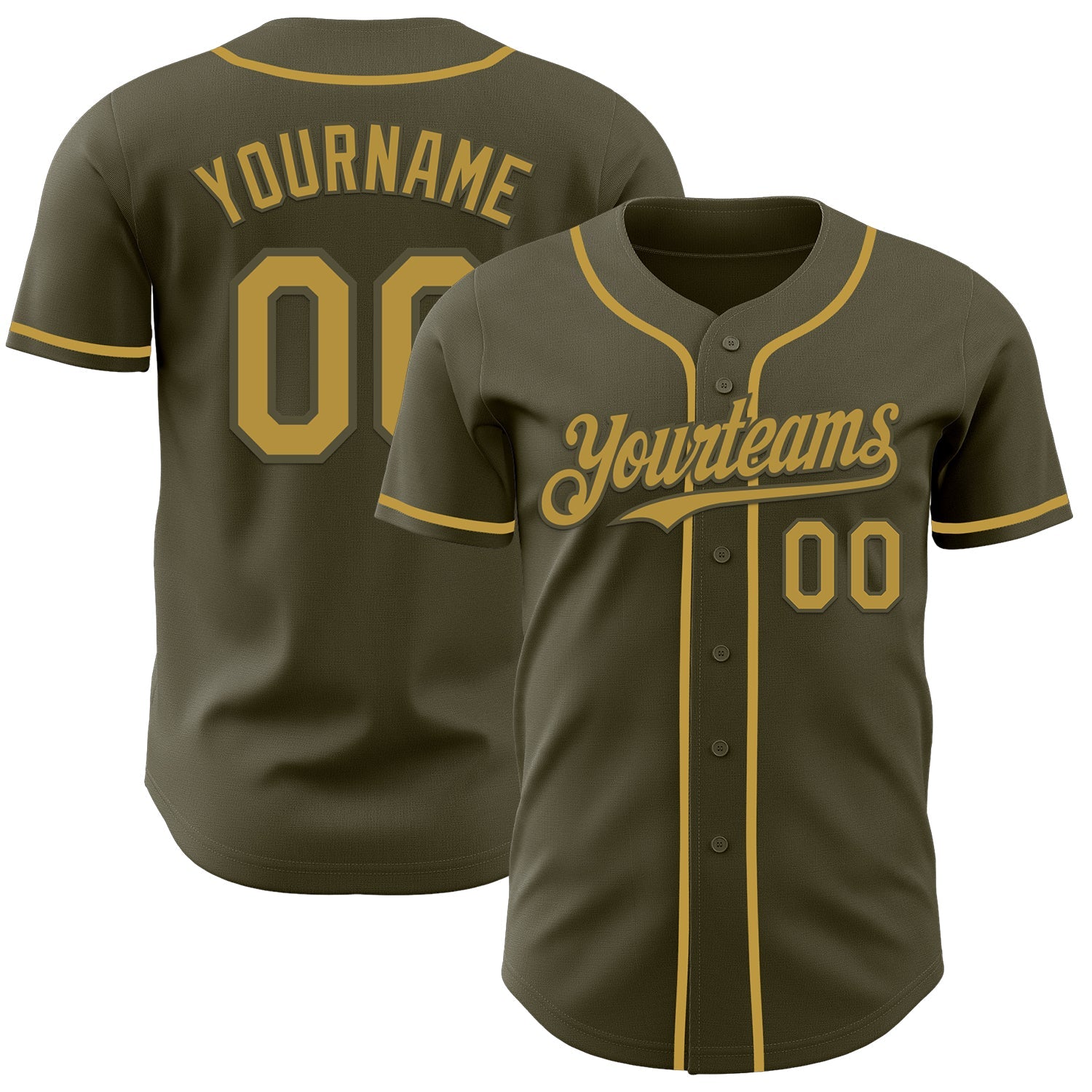 Custom Olive Old Gold Authentic Salute To Service Baseball Jersey - Sky-Custom