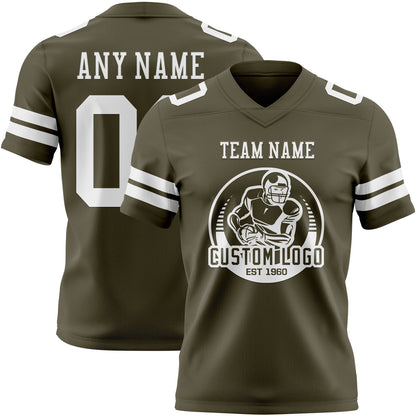 Custom Olive White Mesh Authentic Salute To Service Football Jersey - Sky-Custom