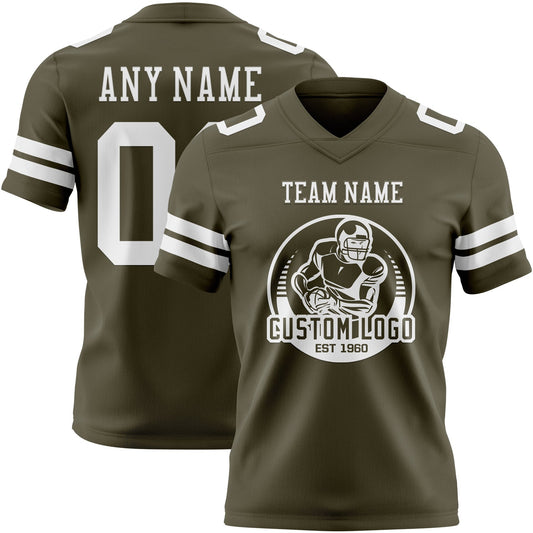 Custom Olive White Mesh Authentic Salute To Service Football Jersey - Sky-Custom