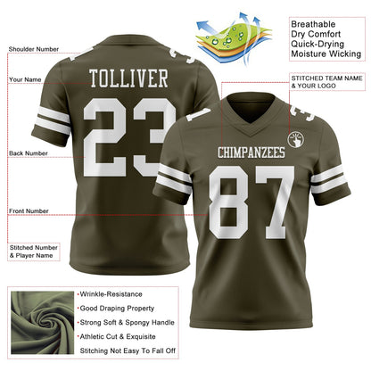 Custom Olive White Mesh Authentic Salute To Service Football Jersey - Sky-Custom