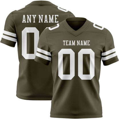 Custom Olive White Mesh Authentic Salute To Service Football Jersey - Sky-Custom