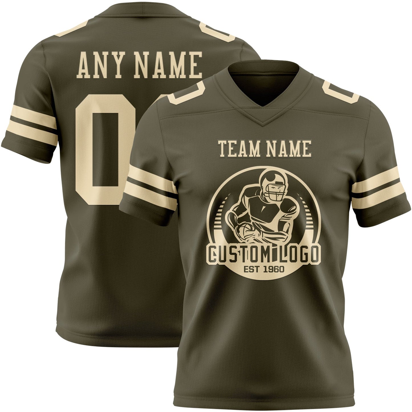 Custom Olive Cream Mesh Authentic Salute To Service Football Jersey - Sky-Custom