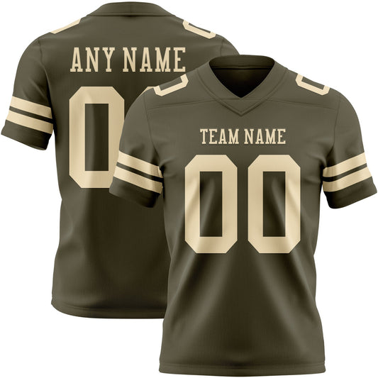 Custom Olive Cream Mesh Authentic Salute To Service Football Jersey - Sky-Custom