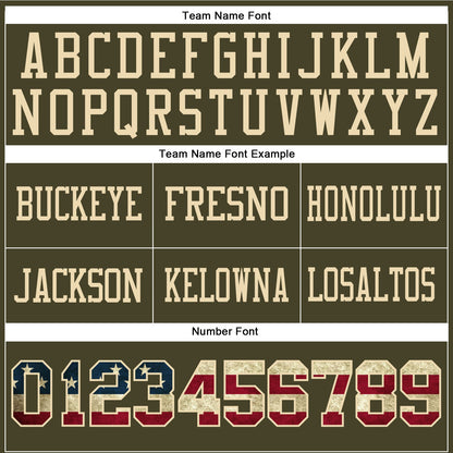 Custom Olive Vintage USA Flag-Cream Mesh Authentic Salute To Service Football Jersey - Sky-Custom