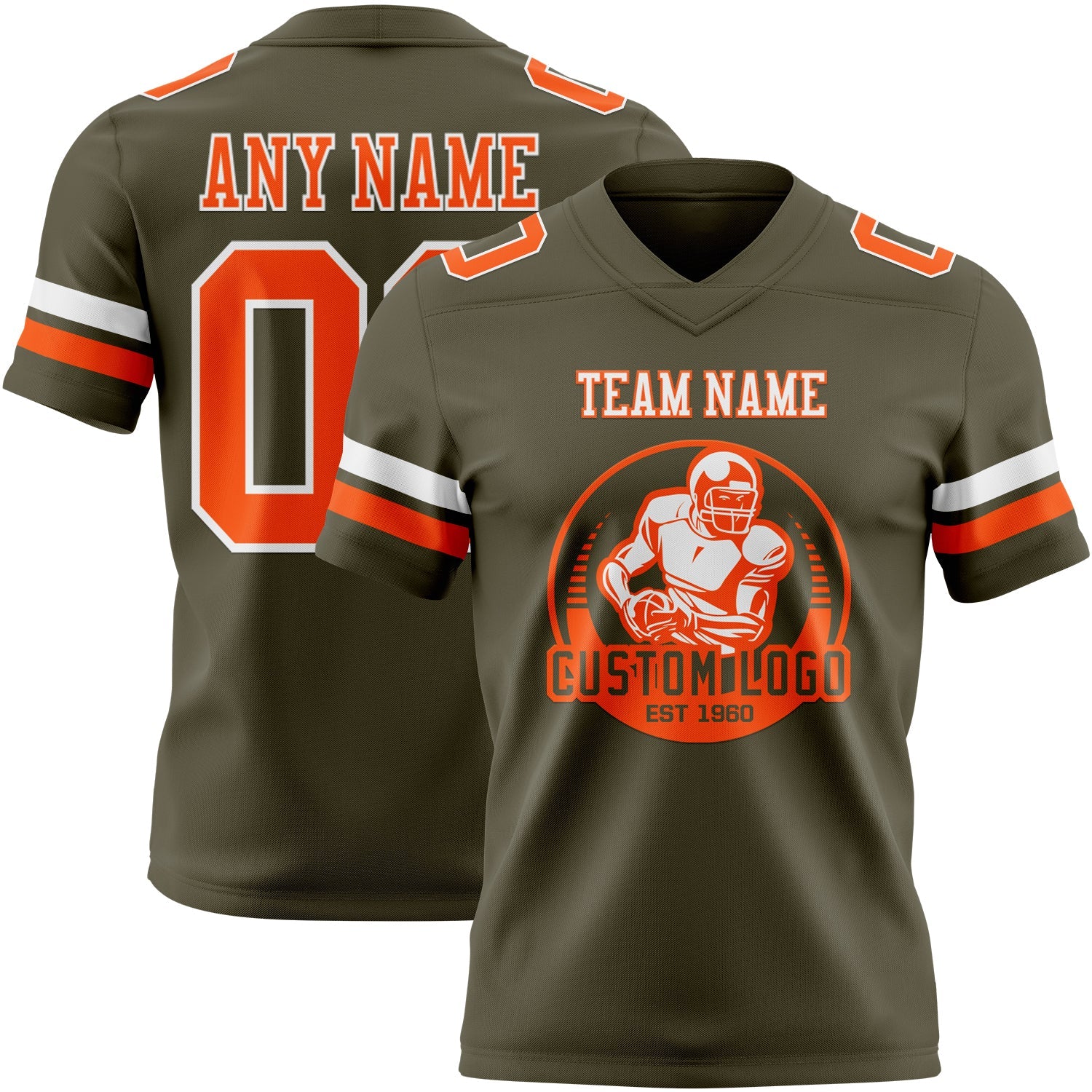 Custom Olive Orange-White Mesh Authentic Salute To Service Football Jersey - Sky-Custom