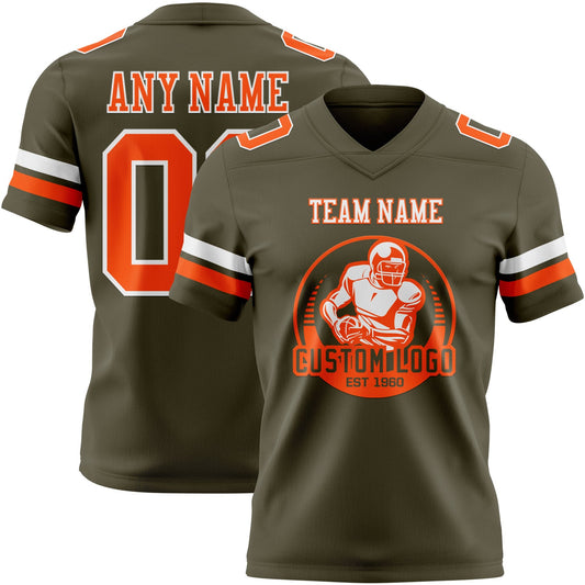 Custom Olive Orange-White Mesh Authentic Salute To Service Football Jersey - Sky-Custom