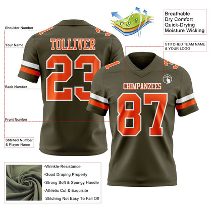 Custom Olive Orange-White Mesh Authentic Salute To Service Football Jersey - Sky-Custom