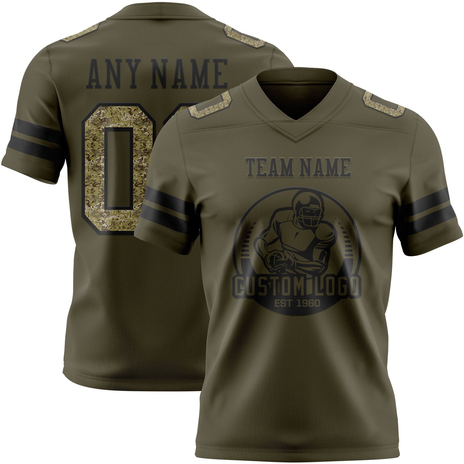 Custom Olive Camo-Black Mesh Authentic Salute To Service Football Jersey - Sky-Custom