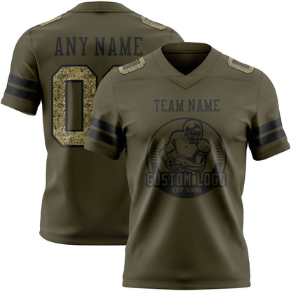Custom Olive Camo-Black Mesh Authentic Salute To Service Football Jersey - Sky-Custom