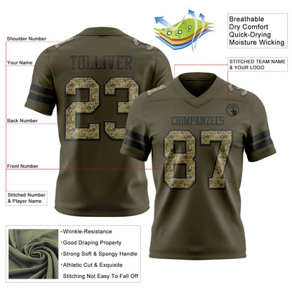 Custom Olive Camo-Black Mesh Authentic Salute To Service Football Jersey - Sky-Custom