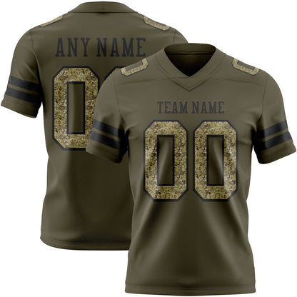 Custom Olive Camo-Black Mesh Authentic Salute To Service Football Jersey - Sky-Custom