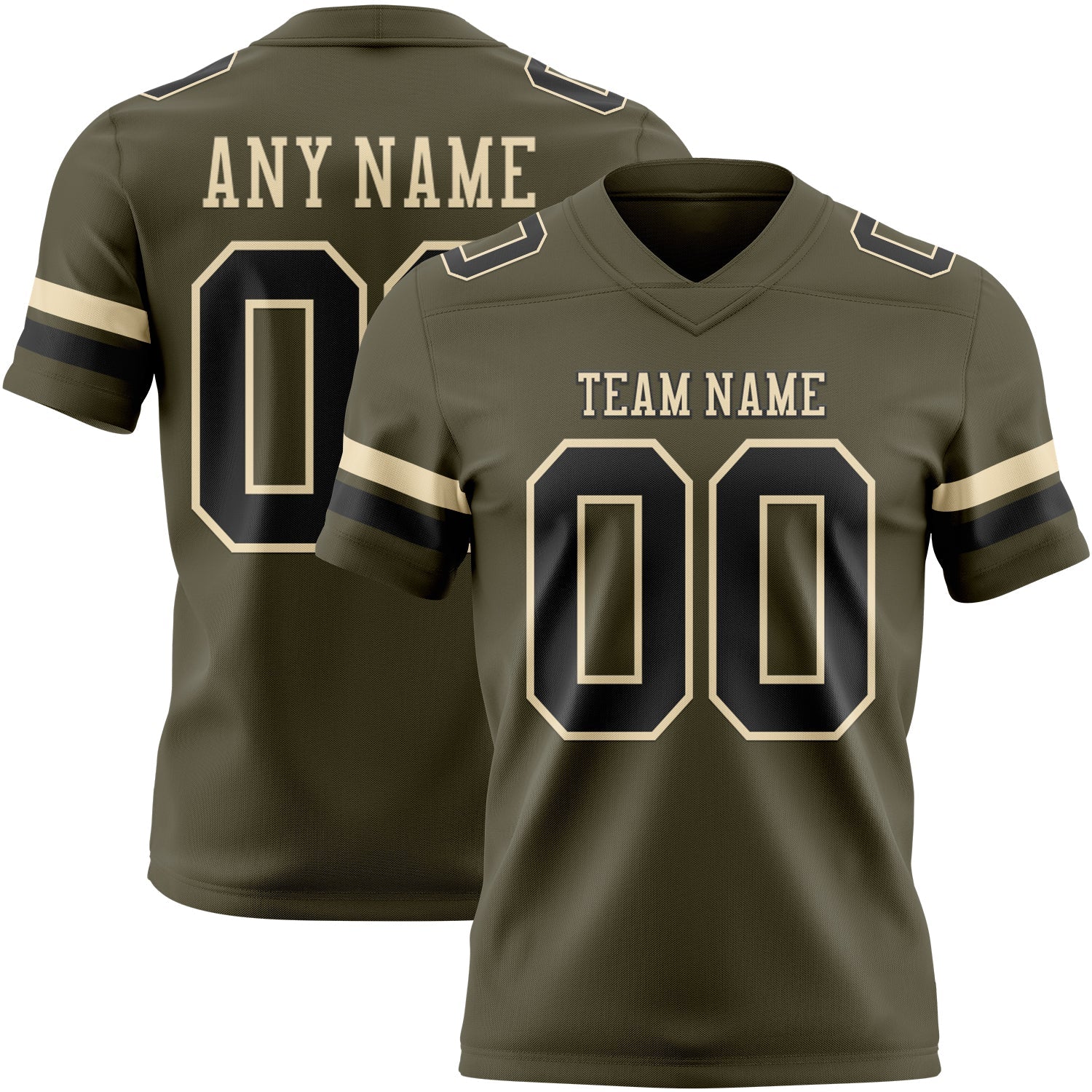 Custom Olive Black-Cream Mesh Authentic Salute To Service Football Jersey - Sky-Custom