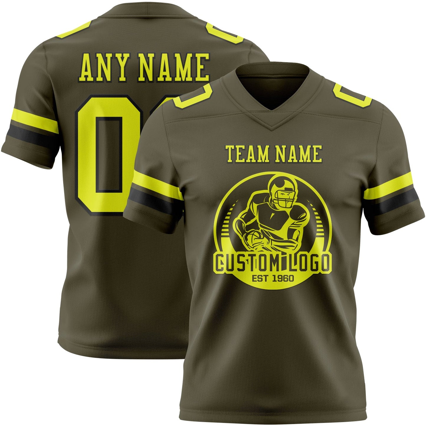 Custom Olive Neon Yellow-Black Mesh Authentic Salute To Service Football Jersey - Sky-Custom
