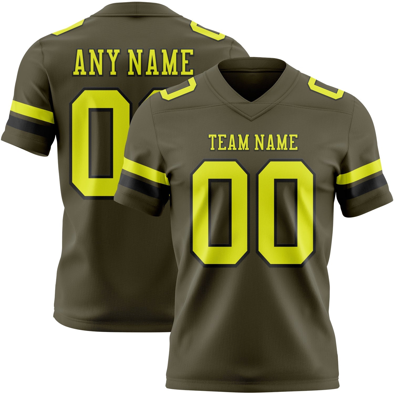 Custom Olive Neon Yellow-Black Mesh Authentic Salute To Service Football Jersey - Sky-Custom