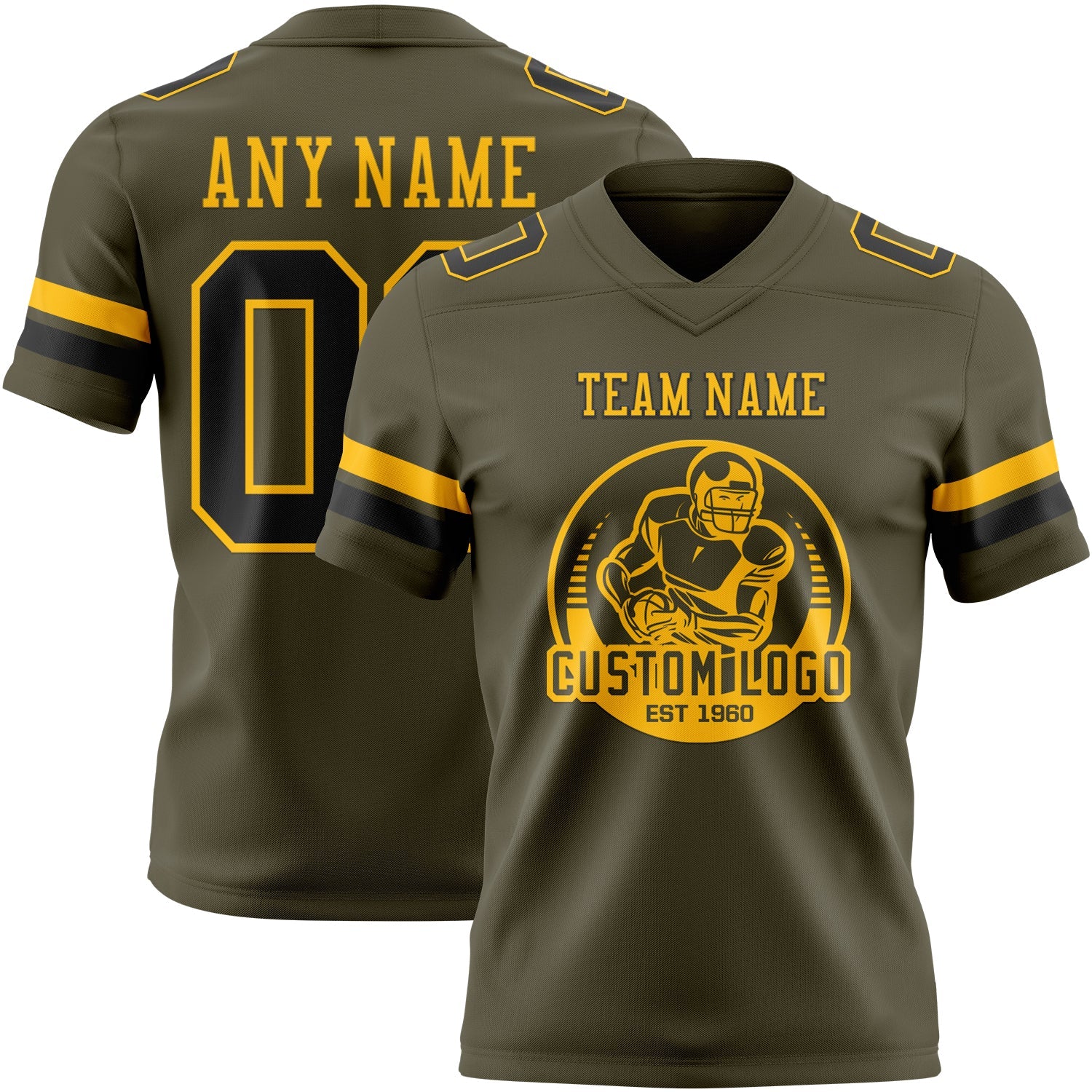 Custom Olive Black-Gold Mesh Authentic Salute To Service Football Jersey - Sky-Custom