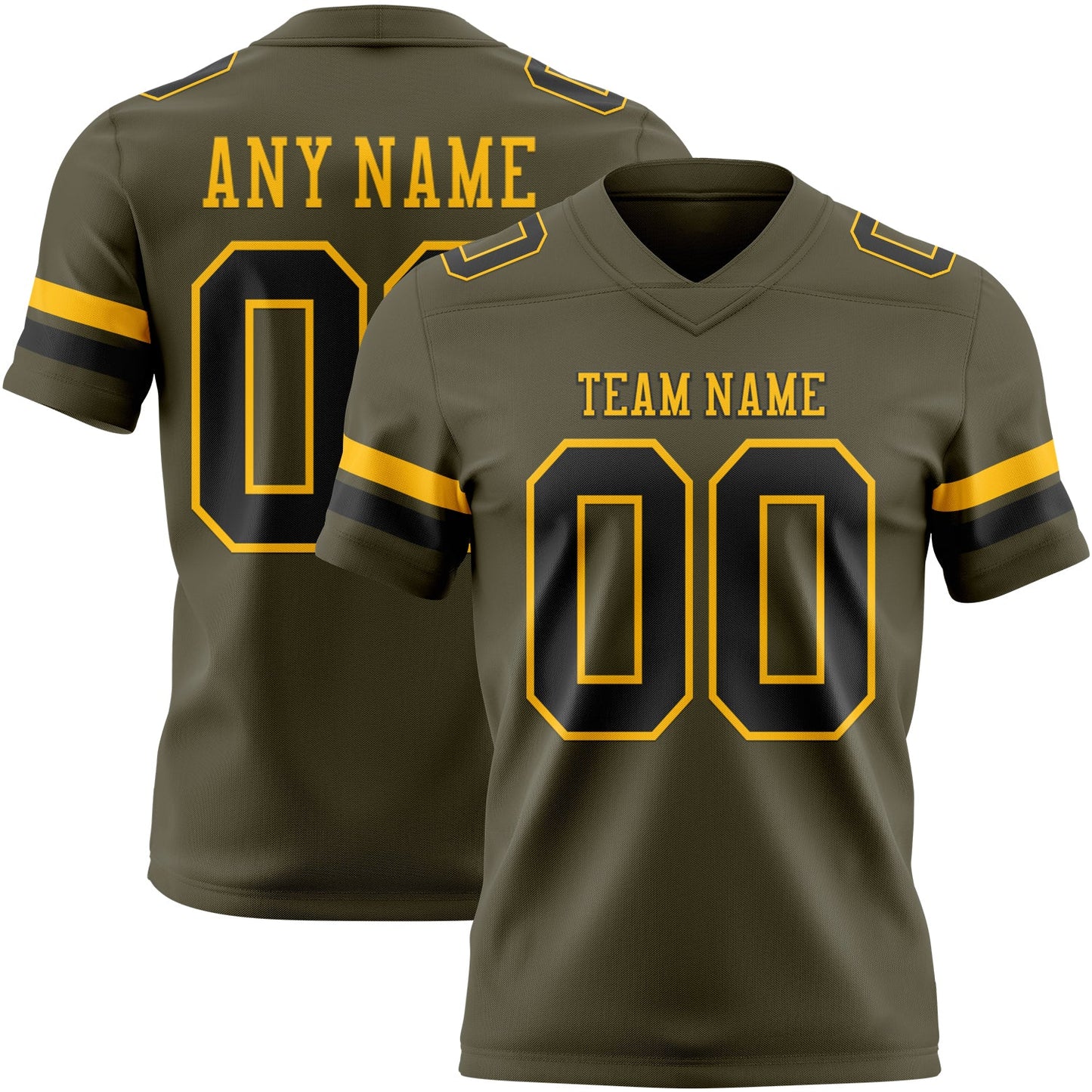 Custom Olive Black-Gold Mesh Authentic Salute To Service Football Jersey - Sky-Custom