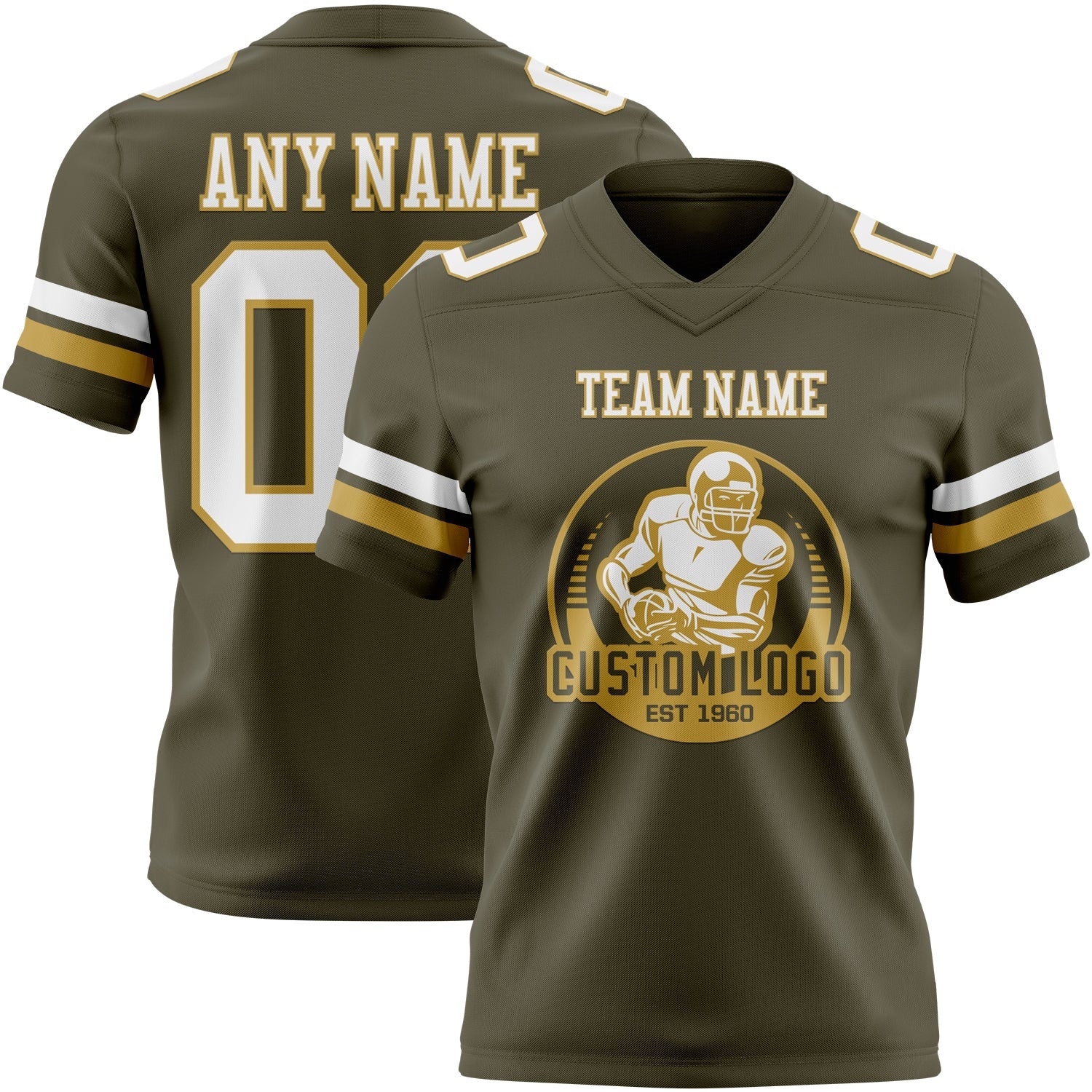 Custom Olive White-Old Gold Mesh Authentic Salute To Service Football Jersey - Sky-Custom
