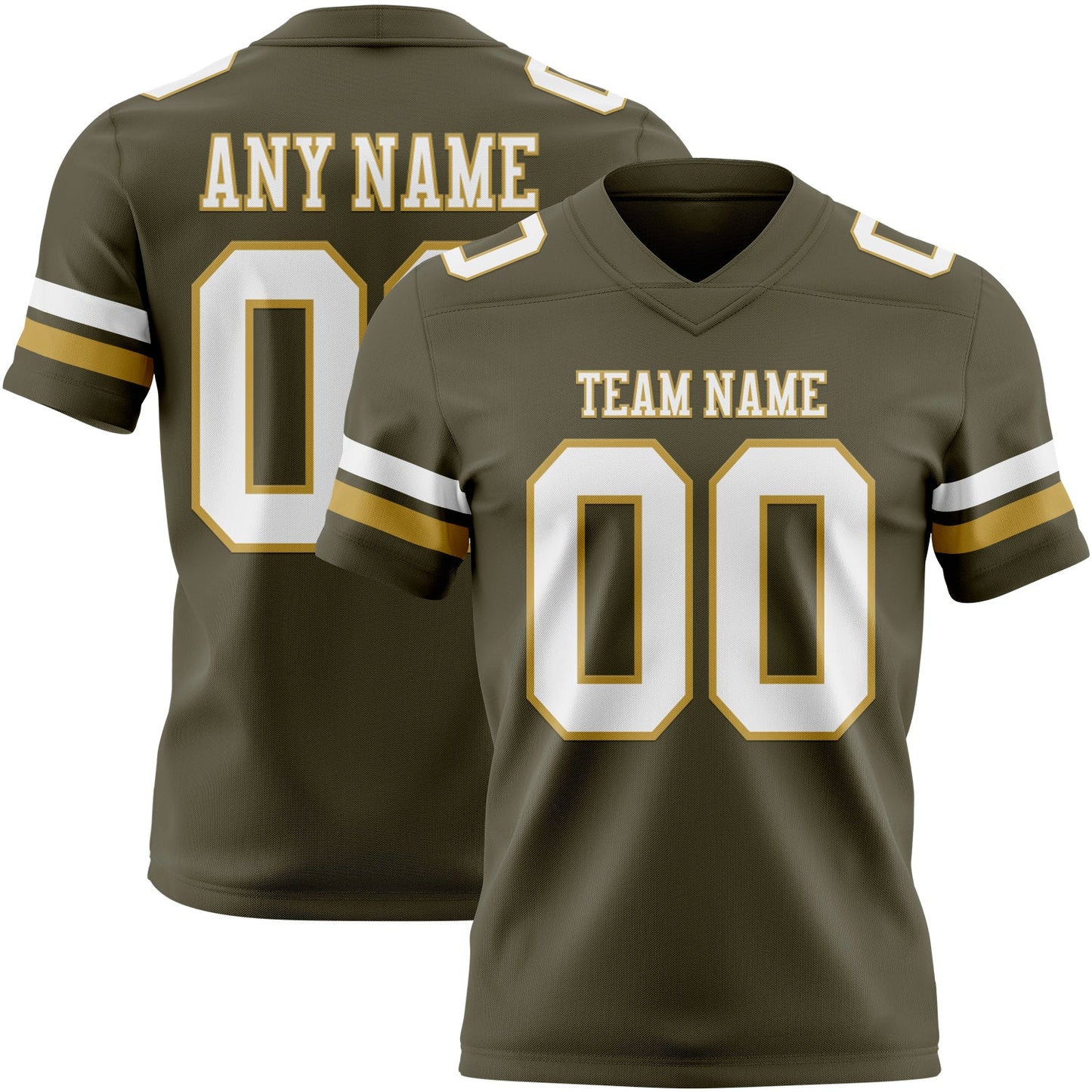 Custom Olive White-Old Gold Mesh Authentic Salute To Service Football Jersey - Sky-Custom