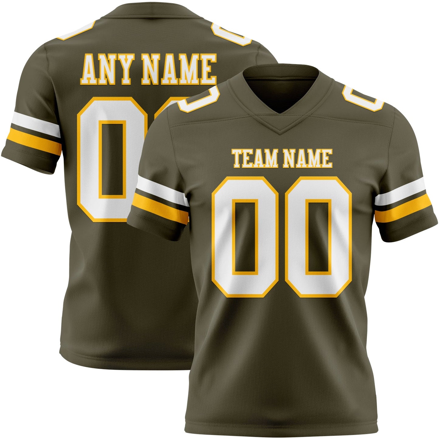 Custom Olive White-Gold Mesh Authentic Salute To Service Football Jersey - Sky-Custom