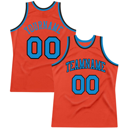 Custom Orange Blue-Navy Authentic Throwback Basketball Jersey - Sky-Custom