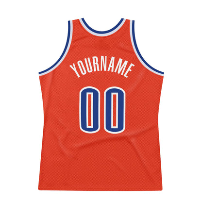 Custom Orange Royal-White Authentic Throwback Basketball Jersey - Sky-Custom