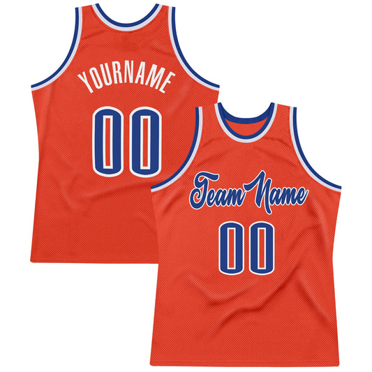 Custom Orange Royal-White Authentic Throwback Basketball Jersey - Sky-Custom