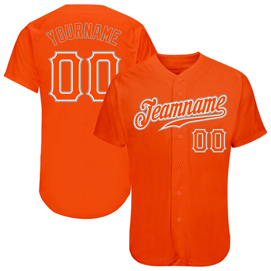 Custom Orange Orange-Gray Authentic Baseball Jersey - Sky-Custom