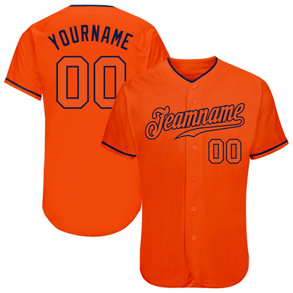 Custom Orange Orange-Navy Authentic Baseball Jersey - Sky-Custom